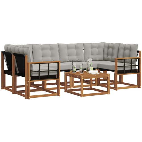  Set vanjskih sofa 7 kom. Prirodna i svijetlo siva Slike