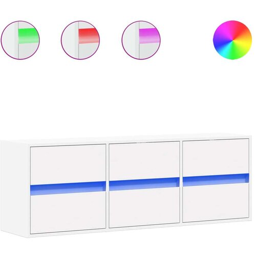 vidaXL Zidni TV ormarić s LED svjetlima bijeli 130x31x45 cm Cijene