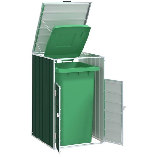  Spremnik za kantu za jednu kantu na kotačiće zeleni 72 x 81 x 115 cm čelik - Zelena 1 1 Slike
