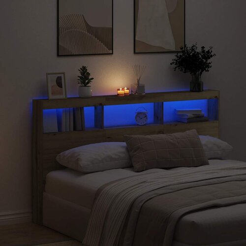vidaXL Ormarić za uzglavlje LED boja artisan hrast 180x17x102 cm Cijene