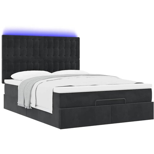  Ottoman krevet s madracima i LED diodama crni 140x200 cm bar&amp;scaron;un Slike