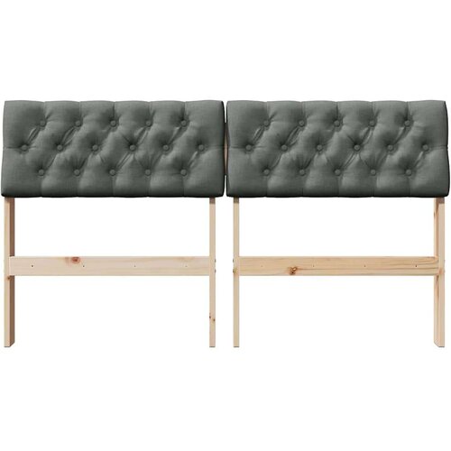 VidaXL tapecirani uzglavlje tamno siva 140 cm čvrsto borovo drvo Slike