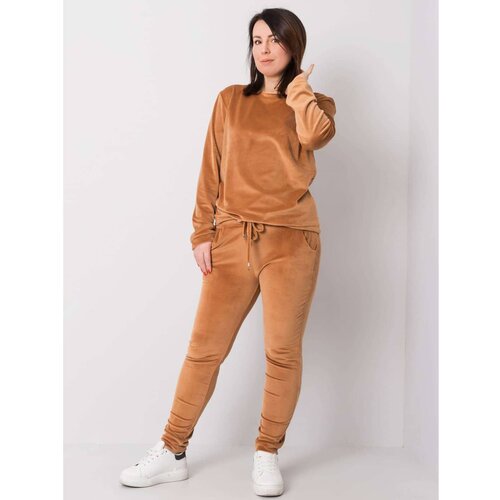 Fashion Hunters Plus Size Velor Camel Set Cene