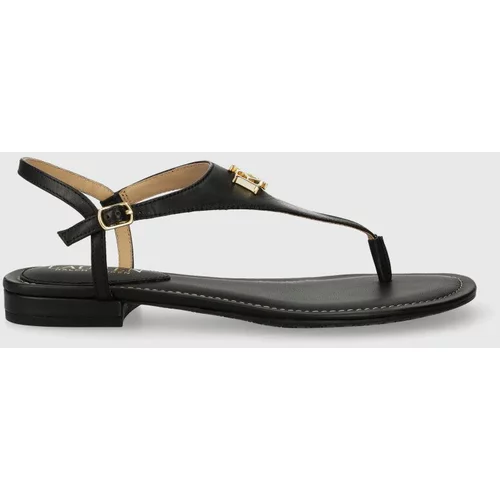 Polo Ralph Lauren Usnjeni sandali Ellington ženski, črna barva, 802940593001