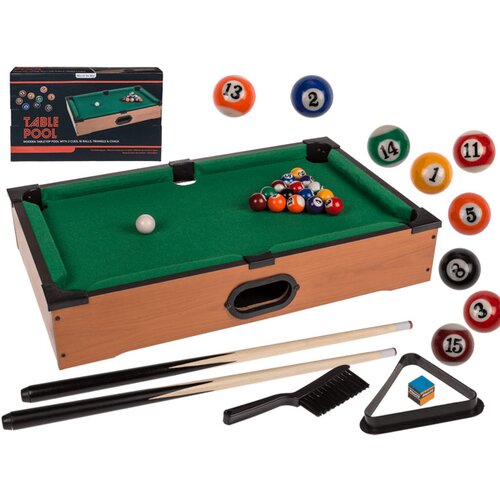  Leseni namizni biljard z 2 palicama in 16 kroglam 51cm Slike