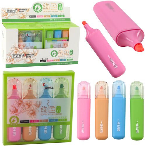 Set of 4 Colored Double-Tip Highlighters Cene