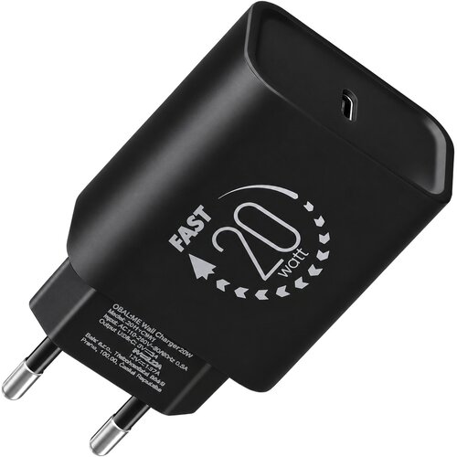  Obal Me stenski polnilec z enim USB-C vhodom 20W črne barve Slike