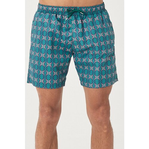 AC&Co / Altınyıldız Classics Men's Green Standard Fit Casual Patterned Swimwear Marine Shorts Slike