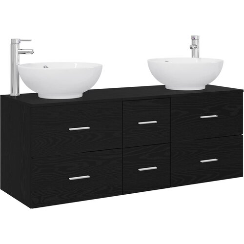  Set namje&amp;scaron;taja za kupaonicu 3 kom. Crna 49,5 x 44,5 x 65 cm Slike