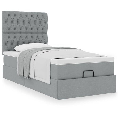 vidaXL Otomanski okvir kreveta s madraca svijetlosivi 90x190cm tkanine Cijene