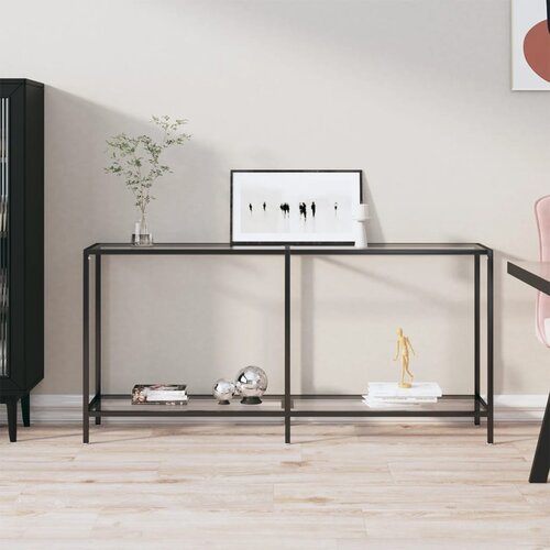 VidaXL Konzolna mizica prozorna 160x35x75,5 cm kaljeno steklo Slike