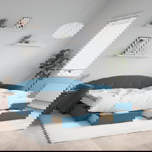 VidaXL Dnevni krevet na razvlačenje s ladicama plavi 90x200 cm bar&amp;scaron;un Slike
