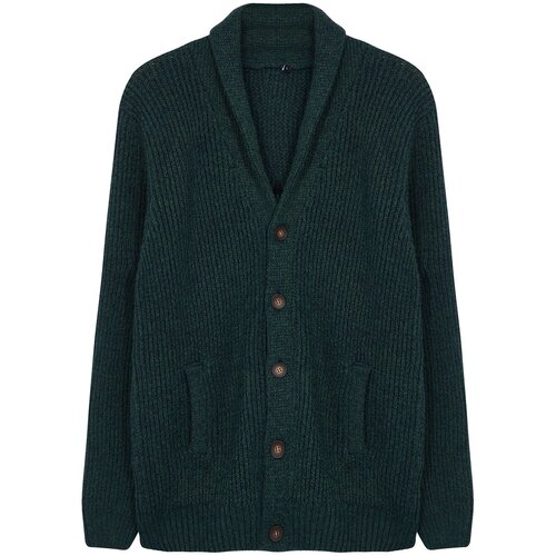 Trendyol emerald green fl men's regular shawl collar melted knitwear cardigan Slike