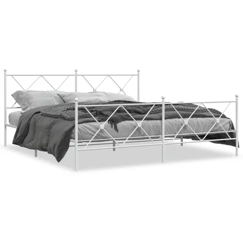 Metalni okvir kreveta uzglavlje i podnožje bijeli 183x213 cm