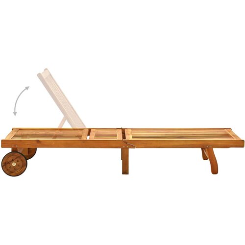 Vrtna ležaljka za sunčanje s jastukom masivno bagremovo drvo Krema 200 x 63 x 85 cm Slike