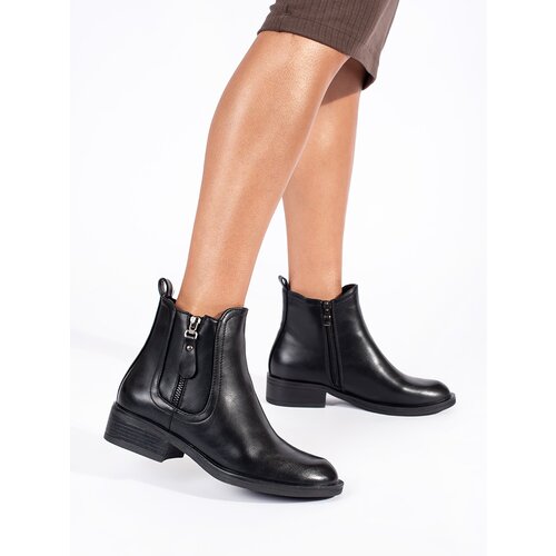 Shelvt Women&amp;#039;s black Chelsea boots with a decorative zipper Slike