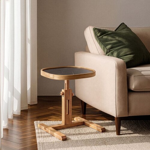 Hanah home pomoćni sto opus kare 42, 42 cm, hrast / crni mermer Cene