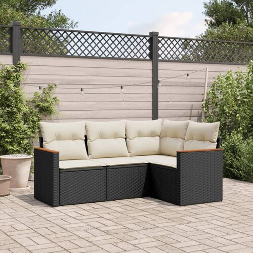  4-dijelni set vrtnih sofa od poliratana s jastucima crni Cijene