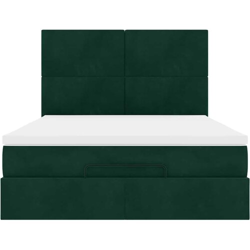  Otomanski krevet s madracima&amp;amp;LED tamnozeleni 140x200cm bar&amp;scaron;un Slike