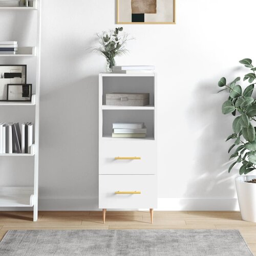 VidaXL Komoda sjajna bijela 34 5 x 34 x 90 cm od konstruiranog drva Slike