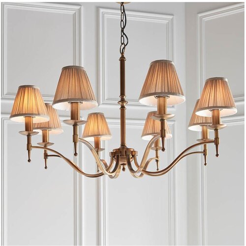 Endon 63629 - Luster na lancu STANFORD 8xE14/40W/230V mesing/bež Cene