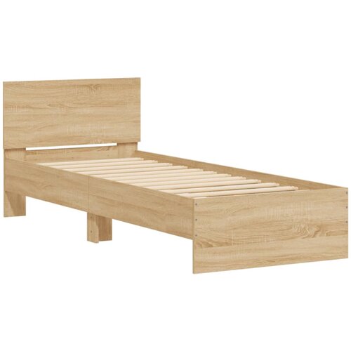 VidaXL Posteljni okvir z vzglavjem sonoma hrast 90x200 cm inž. les, (21007050) Slike