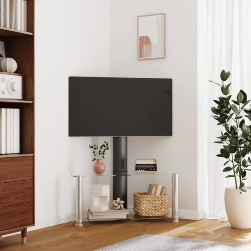 vidaXL Kotno TV stojalo 2-nadstropno za 32-70" črno in srebrno Cene