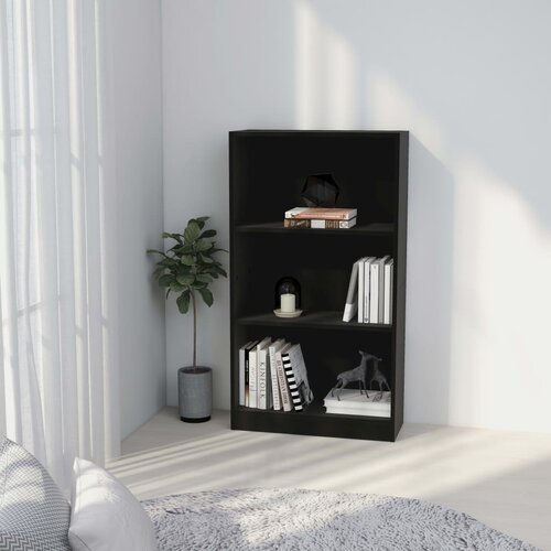 Furnova Knjižna omara 3-nadstropna črna 60x24x109 cm, (21932110) Slike