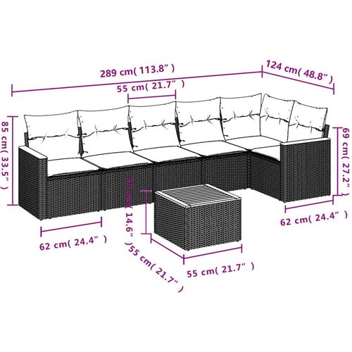 VidaXL 7-dijelni set vrtnih sofa od poliratana s jastucima crni Slike