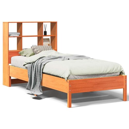 VidaXL Krevet s regalom za knjige bez madraca 100 x 200 cm od borovine Slike