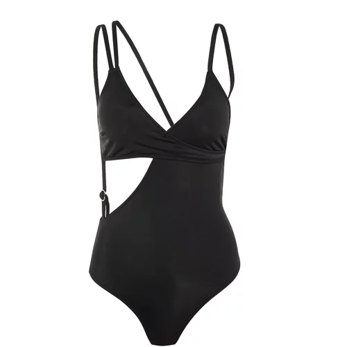 Trendyol Black Double Breasted Back Detailed Swimsuit