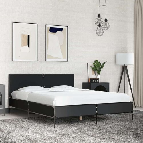  Okvir za krevet crni 140x190 cm konstruirano drvo i metal Slike
