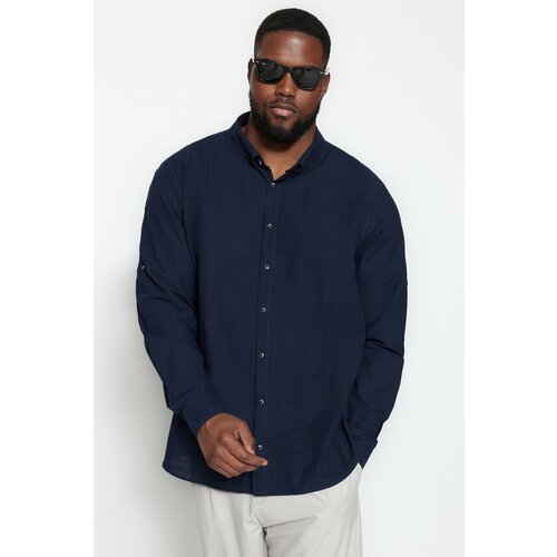 Trendyol plus size shirt - navy blue - regular fit Cene