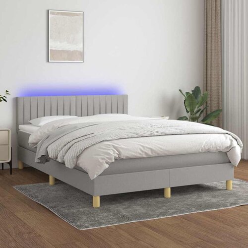  box spring s madracem LED svjetlosivi 140x190 cm tkanina Cijene