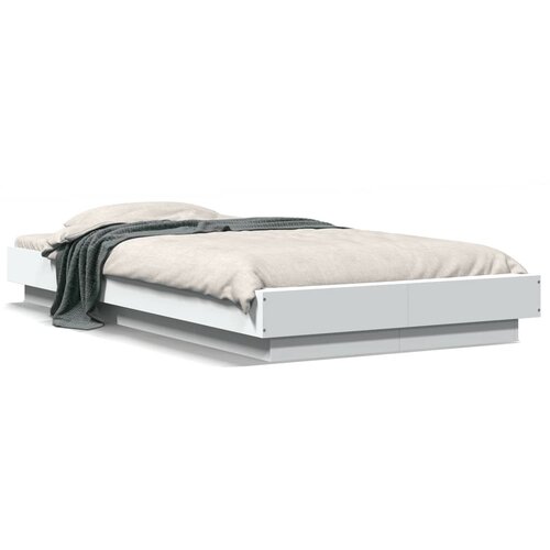  Okvir za krevet s LED svjetlima bijeli 90 x 190 cm drveni Slike
