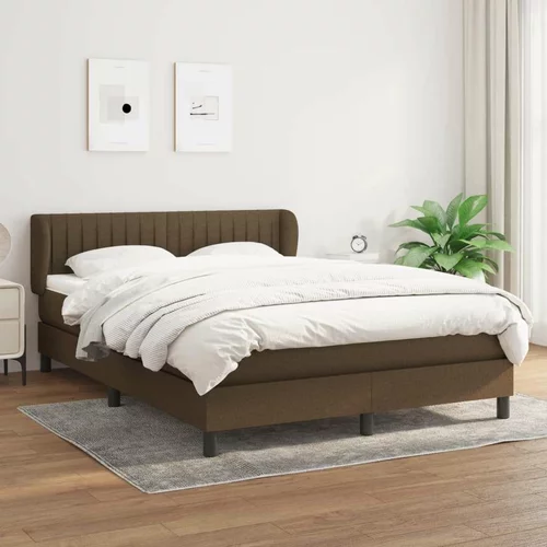  Box spring postelja z vzmetnico temno rjava 140x200 cm blago, (20892625)