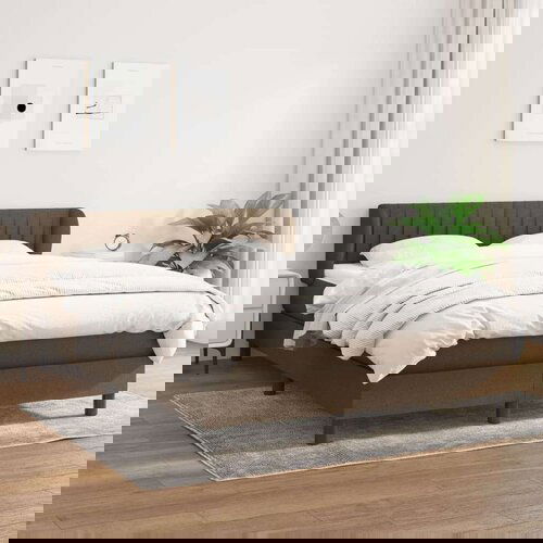  Krevet s oprugama i madracem tamnosmeđi 140x200 cm tkanina Cijene