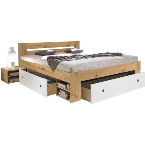 Boxxx POSTELJNA GARNITURA x , leseni material bela, barve hrasta Slike