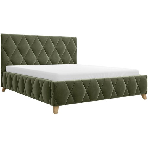 MID.YOU OBLAZINJENA POSTELJA 120 cm x 200 cm , les, kovina, tekstil, leseni material olivno zelena Slike