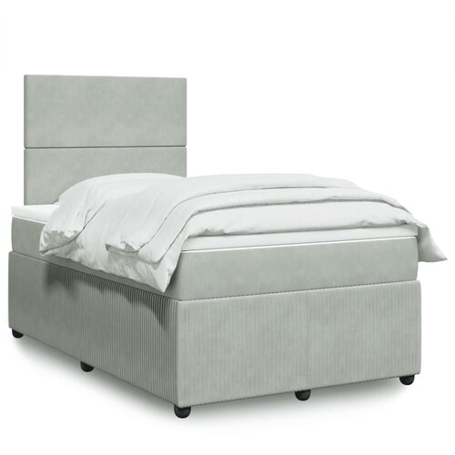 vidaXL Box spring postelja z vzmetnico svetlo siva 120x200 cm žamet Cene