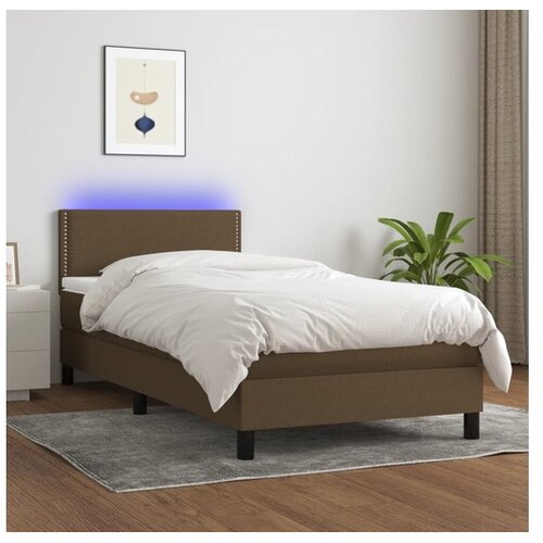  Krevet box spring s madracem LED tamnosmeđi 100x200 cm tkanina Cene