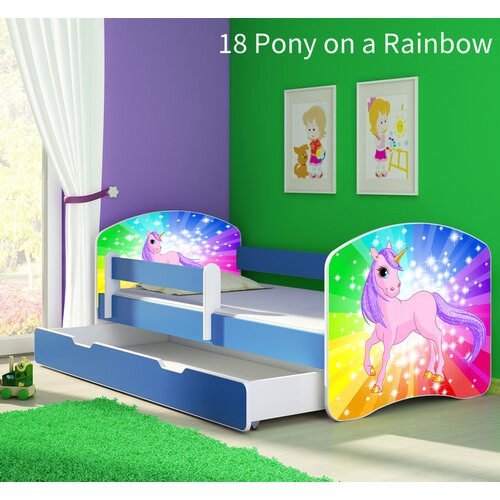  Otro&scaron;ka postelja ACMA z motivom, stranska modra + predal 160x80 cm 18 Pony na mavrici Cene