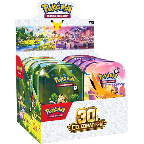 POKEMON TCG 30th Celebration Mini Tin Display komplet pločevink z igralnimi kartami Cene