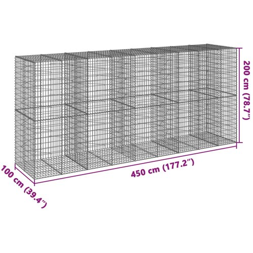  Gabionska ko&amp;scaron;ara s poklopcem 450x100x200 cm pocinčano željezo Slike