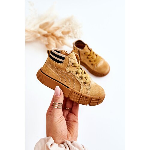 Boto Children's High-top Sneakers With A Zipper Camel Boone Cene