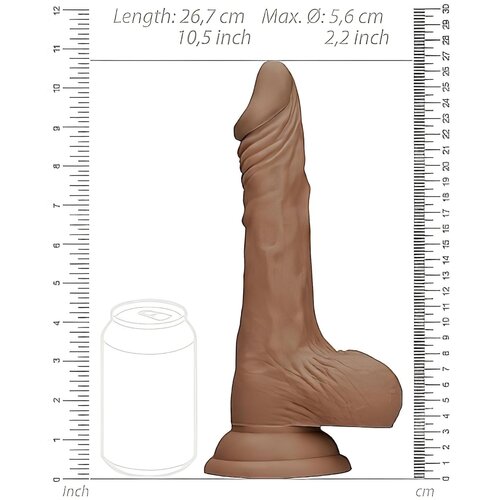 REALROCK Dong 10 - realistični dildo s testisi (25 cm) - temno naraven Slike