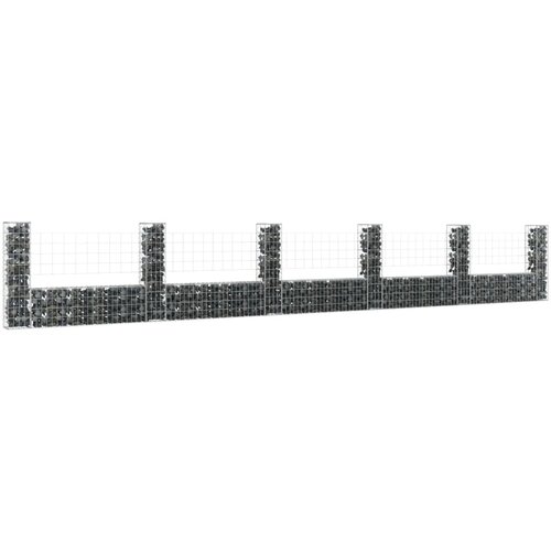 vidaXL gabion košara u-oblike s 6 stebri železo 620x20x100 cm Cene