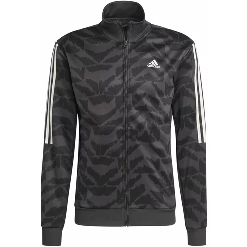 Adidas Športna jopa na zadrgo temno siva / črna / bela