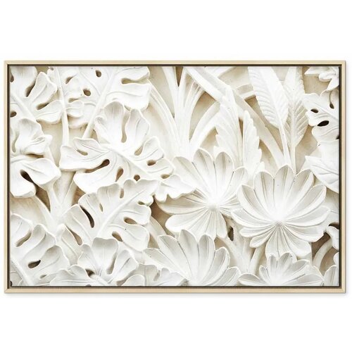  Slika - Ceramic Leaves (1 Part) Wide 60x40 U prirodnom drvenom okviru Slike