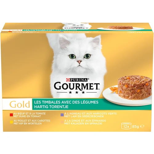 Gourmet 80 + 16 gratis! 96 x 85 g Jumbo pakiranje Gold - Rafinirani ragu: govedina, piletina, janjetina, puretina s povrćem